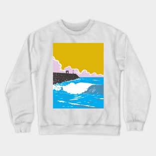 South Mission Jetty in Mission Beach San Diego California WPA Poster Art Crewneck Sweatshirt